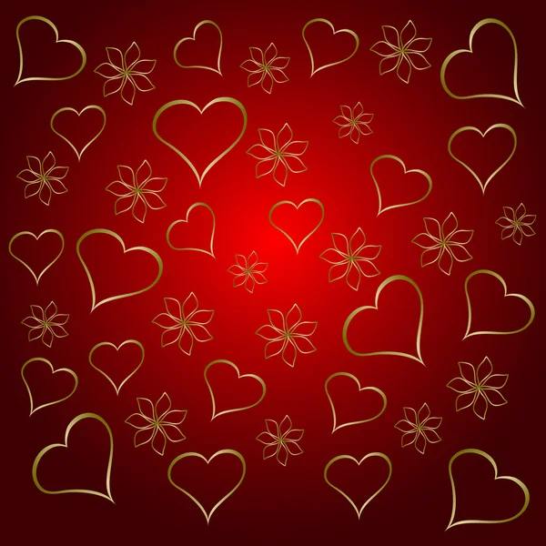 Zlatý srdce Valentýn pozadí — Stockový vektor