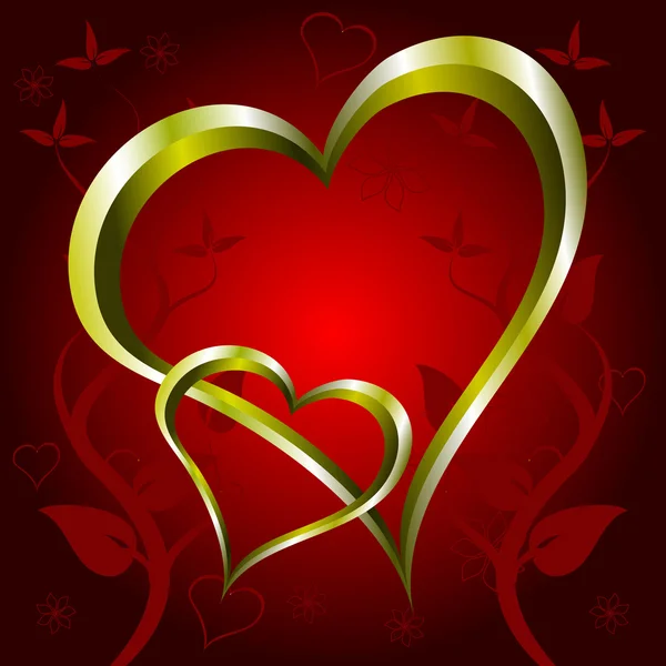 Gouden harten valentines dag achtergrond afbeelding — Stockvector