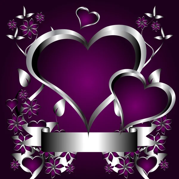 Silver Hearts Valentines Vector Illustration — Stock Vector