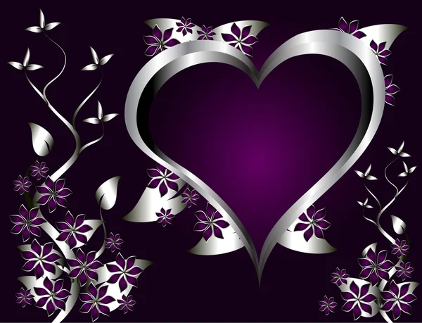 Zilveren harten valentines vector illustratie — Stockvector