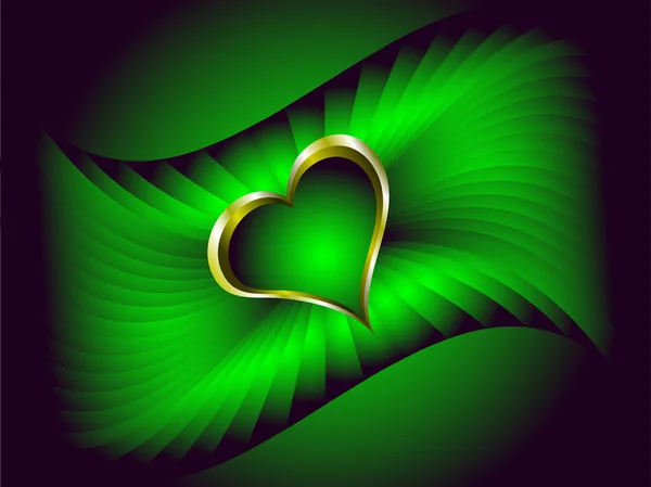 Een valentines vectorillustratie met een gouden hart — Stockvector