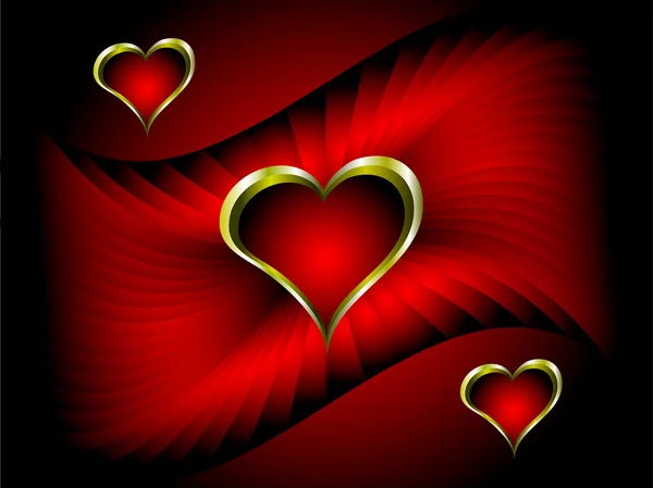 Een vector valentines achtergrond met gouden hart — Stockvector