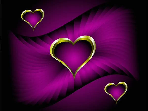 Lila und goldene Herzen valentines Hintergrund — Stockvektor