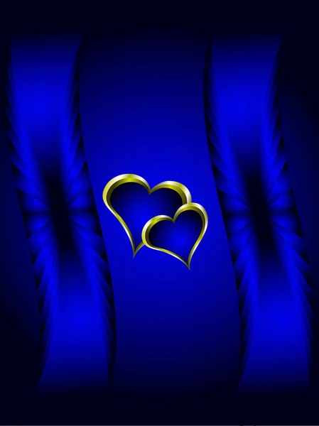 Blue and Gold Hearts Valentines Background — Stock Vector