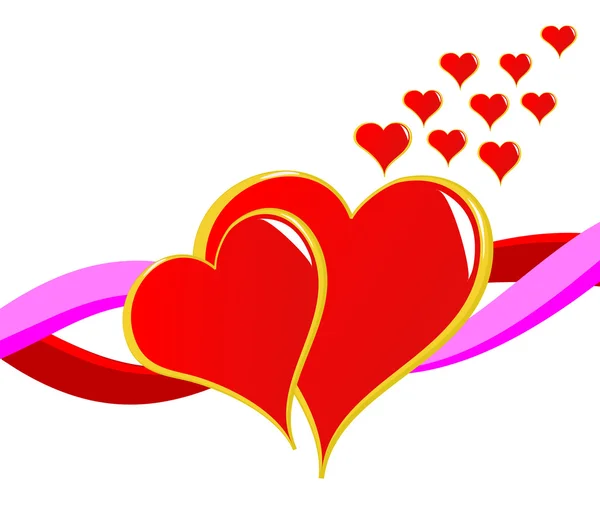 Valentine corações vermelhos fundo ilustração — Vetor de Stock