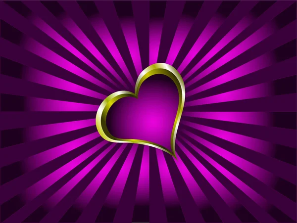 Corazones púrpura y oro San Valentín Fondo — Vector de stock