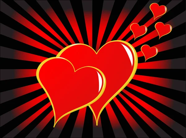 En guld hjärtan vektor-alla hjärtans dag bakgrund — Stock vektor