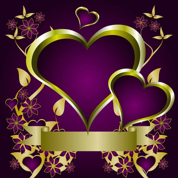 Фон фиолетовых сердец — стоковый вектор
