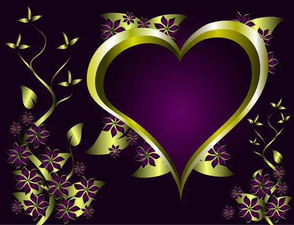 紫バレンタイン心の背景 — ストックベクタ