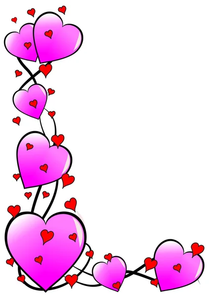 ピンクのバレンタインの心のベクトルの背景 — ストックベクタ