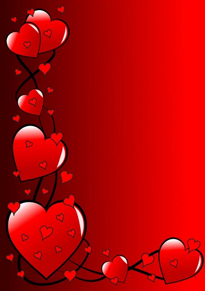 Um vermelho Valentines corações vetor fundo — Vetor de Stock