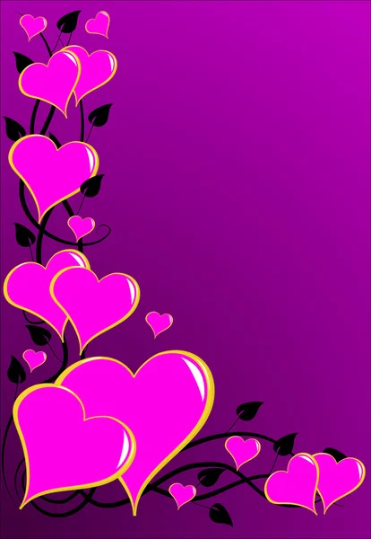 ピンクのバレンタインの心のベクトルの背景 — ストックベクタ
