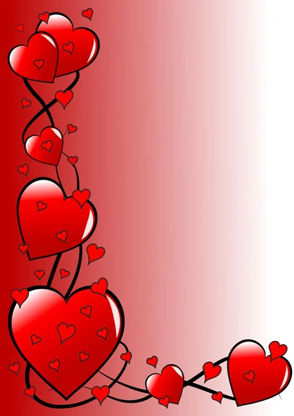 赤いバレンタイン心のベクトルの背景 — ストックベクタ