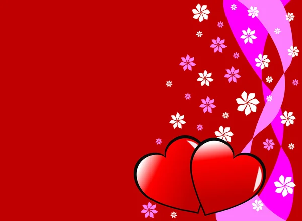 Een rode valentines harten vector achtergrond — Stockvector