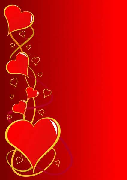 Tło wektor serca czerwone Walentynki — Wektor stockowy