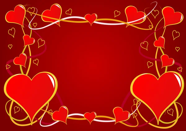 En röd valentines hjärtan vektor bakgrund — Stock vektor
