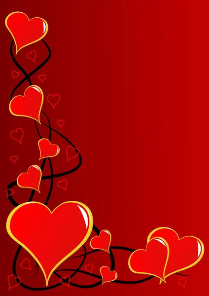 Tło wektor serca czerwone Walentynki — Wektor stockowy