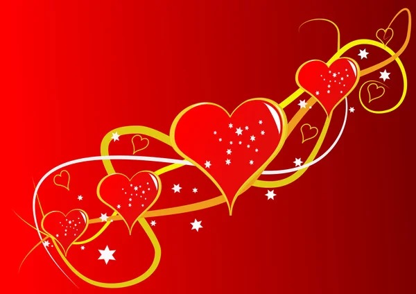 En röd valentines hjärtan vektor bakgrund — Stock vektor