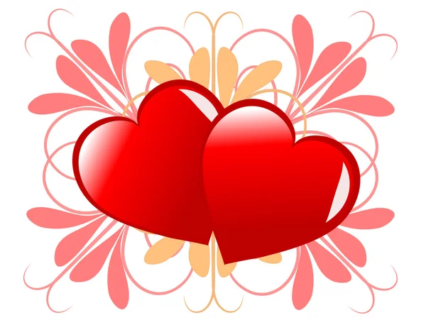 A red Valentines hearts vector background — Stock Vector