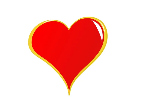 Rött hjärta isolerad på vit — Stock vektor