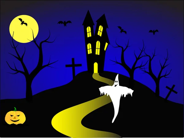 Halloween ilustracji wektorowych z dynie przed haun — Wektor stockowy