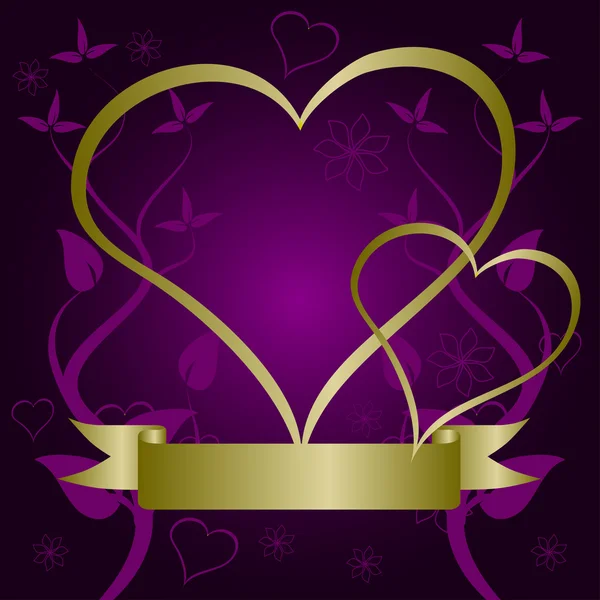 紫色和金色情人节矢量背景 — 图库矢量图片