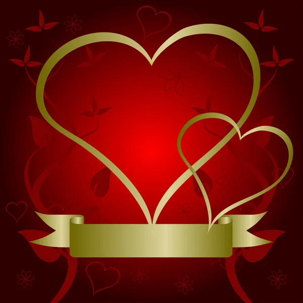 Ein roter und goldener Valentin-Vektor-Hintergrund — Stockvektor