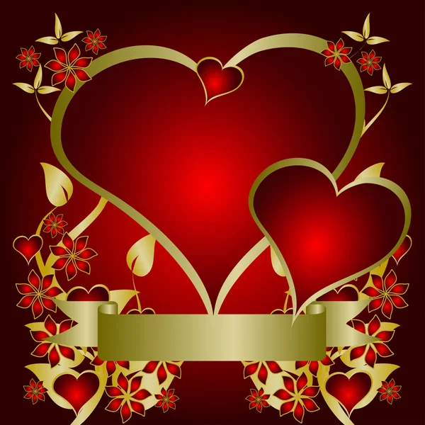 Un fondo vectorial rojo y dorado de San Valentín — Archivo Imágenes Vectoriales