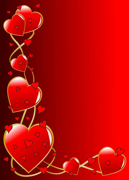 Un fondo rojo de los corazones de San Valentín vector — Archivo Imágenes Vectoriales