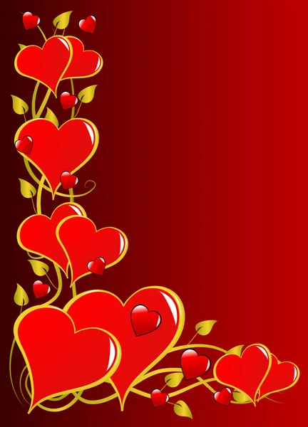 Un fondo rojo de los corazones de San Valentín vector — Archivo Imágenes Vectoriales