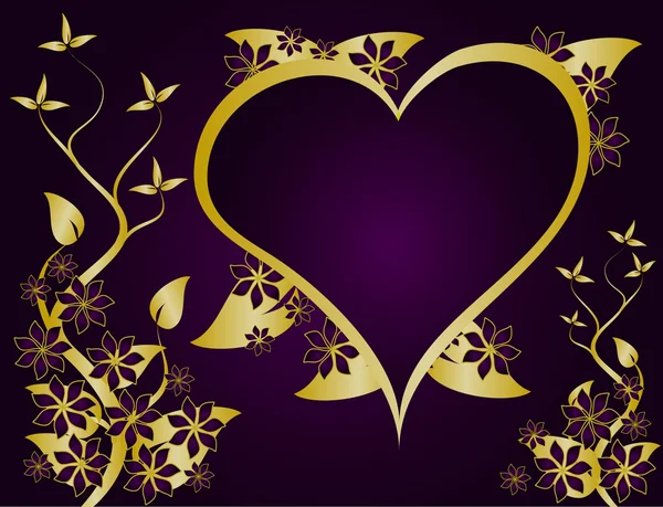 紫と金色のバレンタイン ベクトルの背景 — ストックベクタ