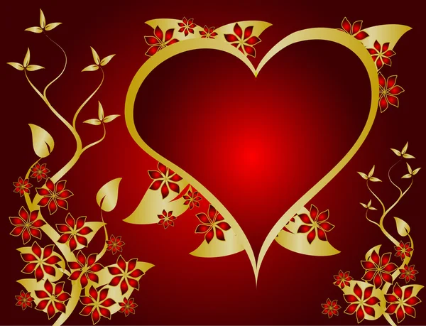 Un fondo vectorial rojo y dorado de San Valentín — Archivo Imágenes Vectoriales
