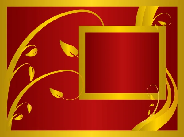 抽象的な赤と金色の花の背景 — ストックベクタ