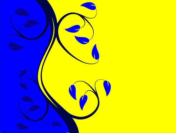 黄色和蓝色的花卉背景 — 图库矢量图片
