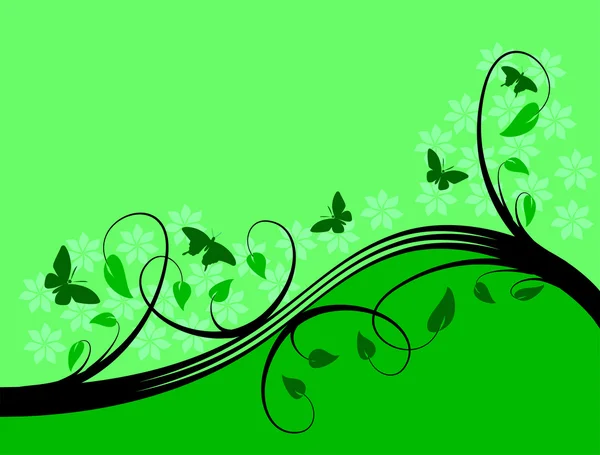 A green floral background — Stock Vector