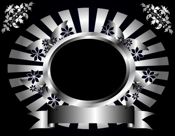 抽象银和黑蓝色花卉背景 — 图库矢量图片