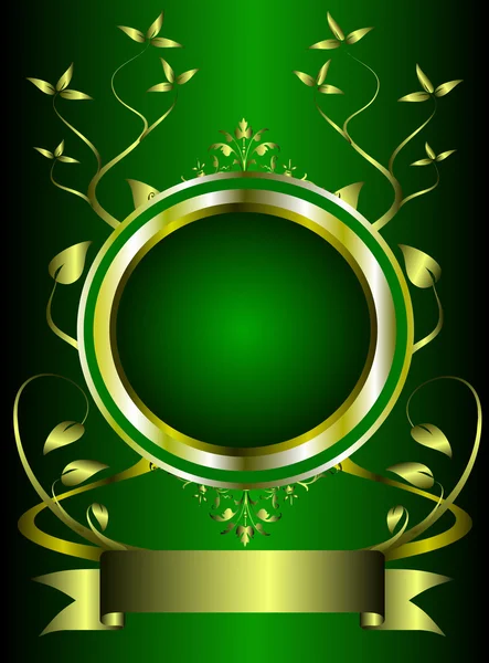 Un motif floral vert et or — Image vectorielle