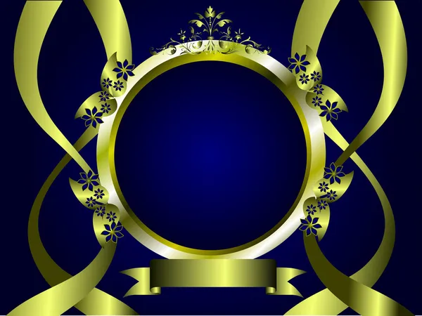 Un motif floral bleu et or — Image vectorielle