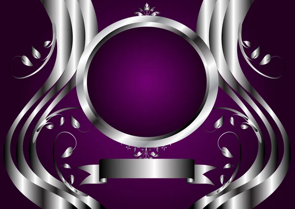 Diseño abstracto de vectores florales de plata y púrpura — Vector de stock