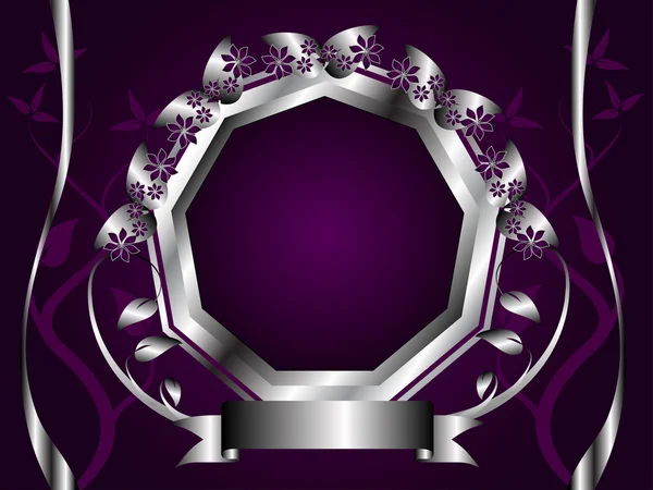 抽象的な銀と紫の花のベクトルのデザイン — ストックベクタ