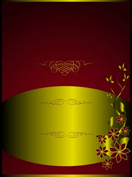 ゴールド メニュー テンプレートの花柄のデザイン — ストックベクタ