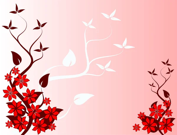 Abstrato Vermelho Floral fundo ilustração — Vetor de Stock