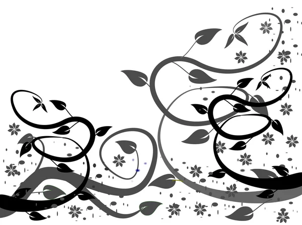 Un diseño floral abstracto estilizado en blanco y negro — Vector de stock