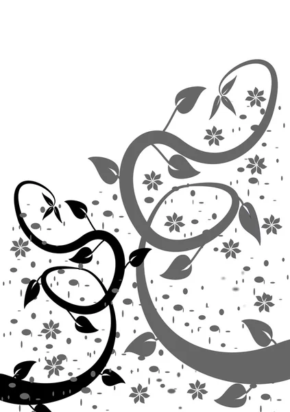 양식된 흑백 추상적인 꽃 디자인 — 스톡 벡터