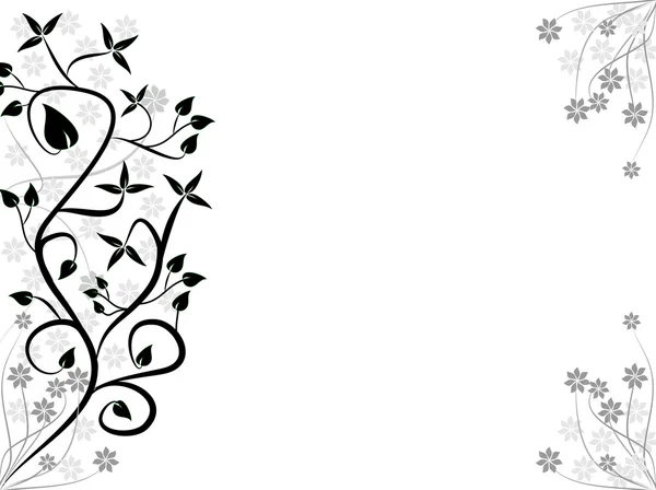 Un design floral abstrait stylisé noir et blanc — Image vectorielle