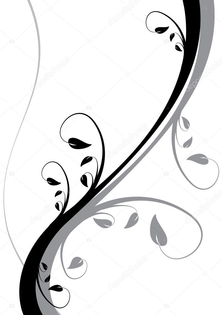 A black and white abstract floral background