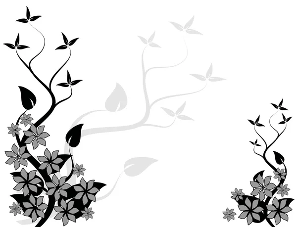 추상적인 검은색과 흰색 꽃 디자인 — 스톡 벡터