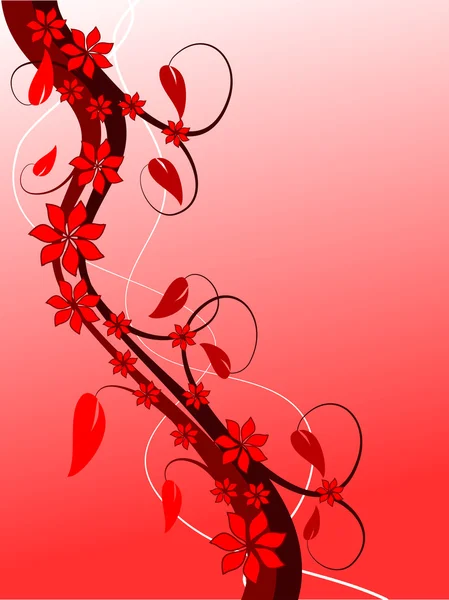 Fondo floral rojo abstracto — Vector de stock