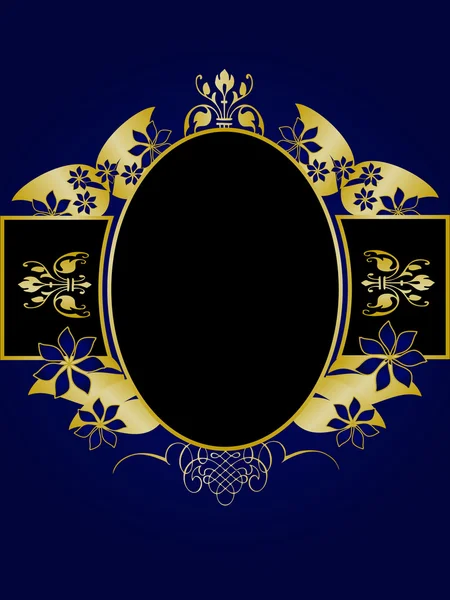 青および金の花のベクトル図 — ストックベクタ