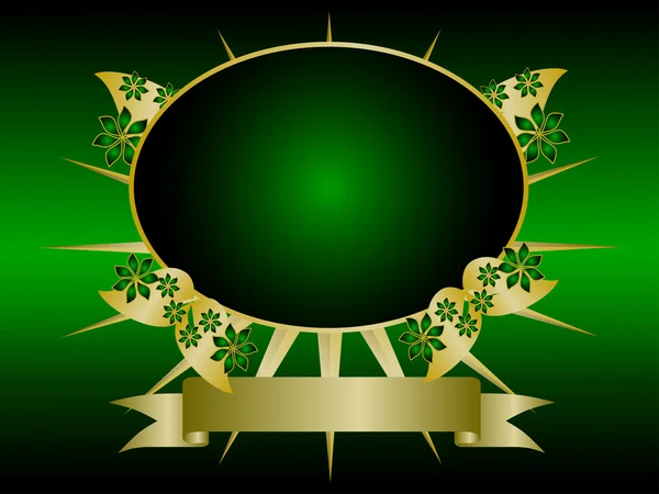 Een groene en gouden foral illustratie — Stockvector
